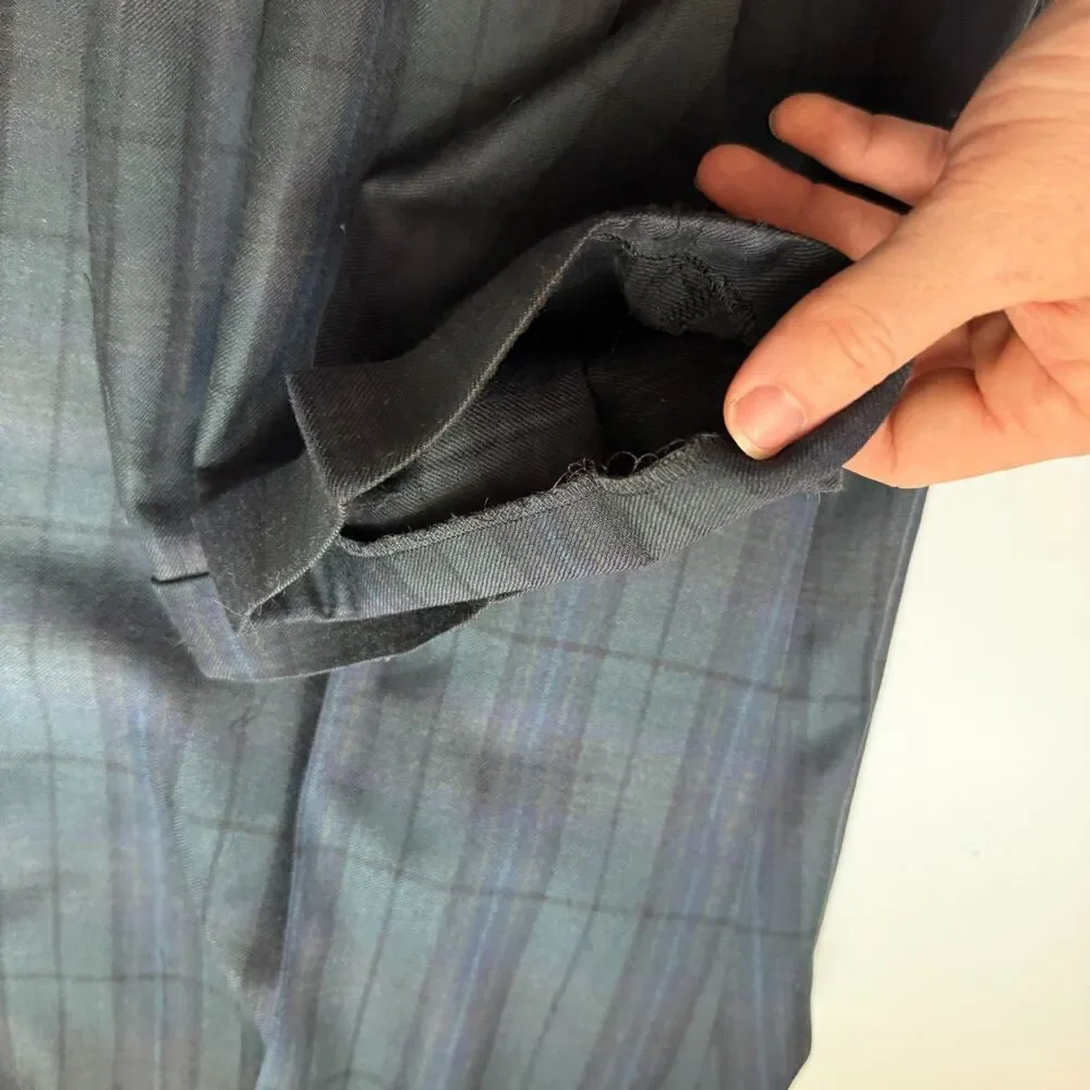 Vtg Banana Republic Dress Pants Mens 31x30 Blue Tartan Plaid Pleated Classic Fit
